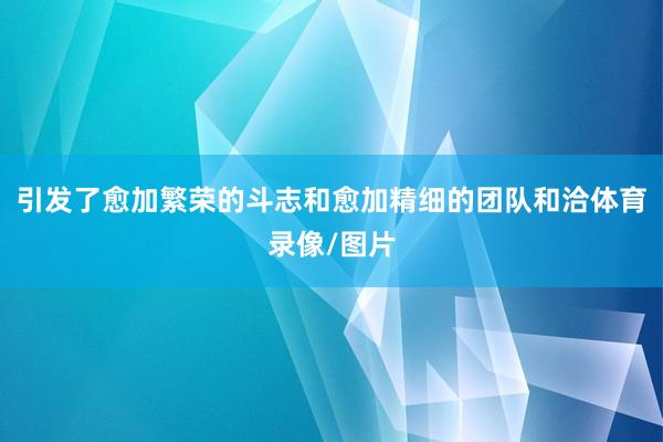 引发了愈加繁荣的斗志和愈加精细的团队和洽体育录像/图片